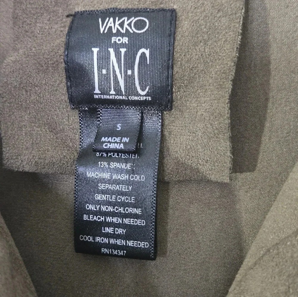 Vakko for I.N.C. | Olive Green Micro Suede Fit Flare Shirt Dress Sz S - Picture 3 of 9